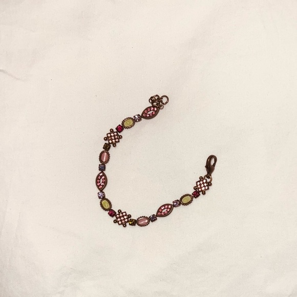 Sorrelli Jewelry - Sorrelli Pink and Green Stone Boho Chic/Cottage Core link Bracelet